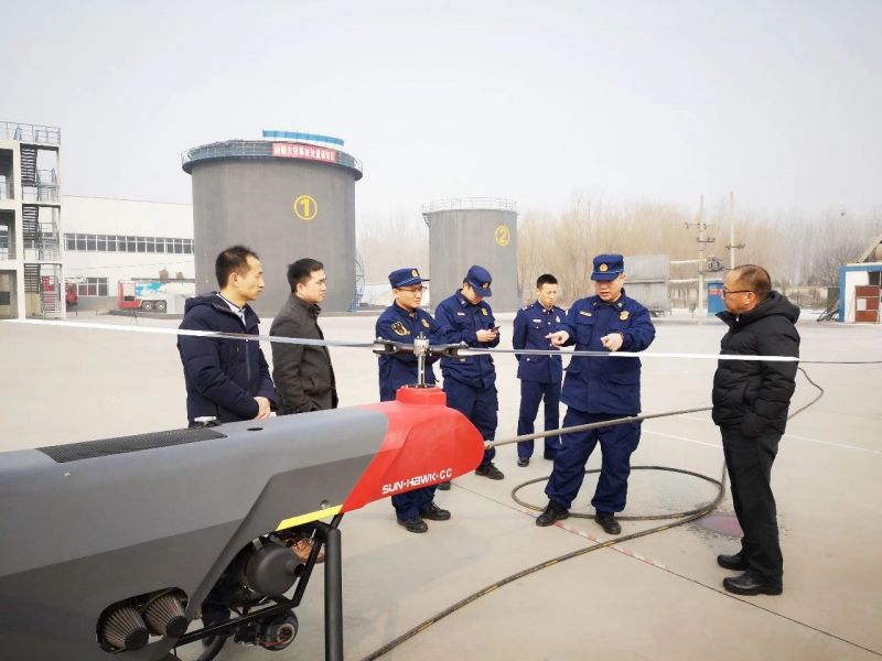 鄭州市消防救援支隊參謀長李隆對獵鷹消防科技項目研發(fā)工作觀摩指導